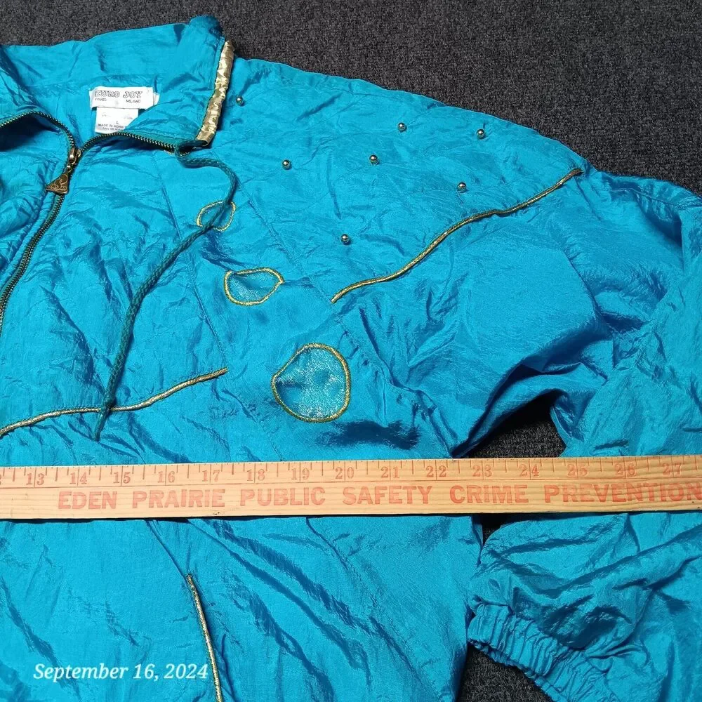 Vintage Euro‎ Joy Windbreaker Lightweight Jacket Women Large Blue